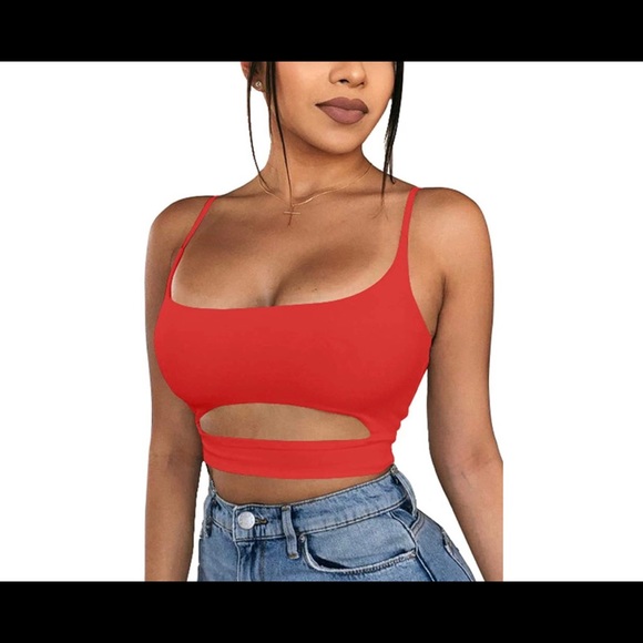 COPY - Sexy Slim Fit Spaghetti Strap Cut Out Crop Top - Picture 3 of 8